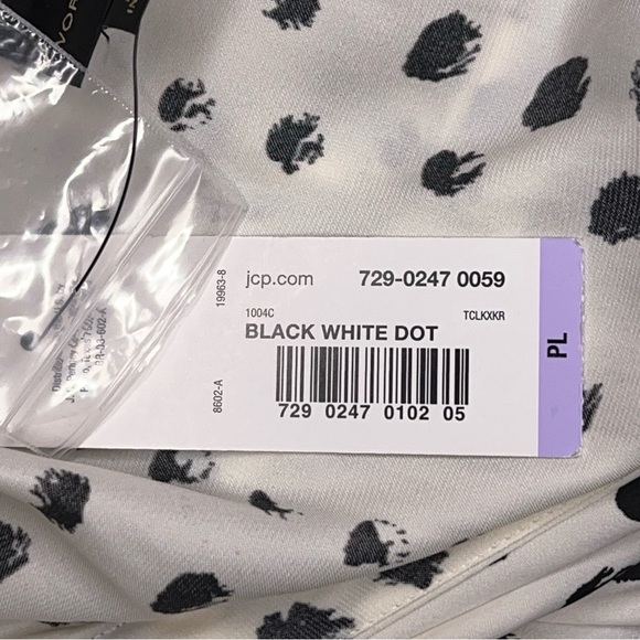 NEW Petite L Worthington White Black Polka Dot Blouse Bow Neckline 3/4 Sleeve - Picture 14 of 16